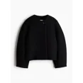 thumbnail image 5 of Chaqueta de lana elegante con cuello redondo para mujer, abrigo grueso corto holgado de manga larga liso a la moda con un botón, prendas de vestir para ir al trabajo, 5 of 5