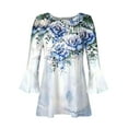 thumbnail image 4 of Womens Tops, Womens Tops Dressy Casual Sexy Plus Blue Print Blouses for Women Womens Plus Size T Shirts Loose Fit Yoga Tops Women Oversized Short Sleeve Tunic Tops for Women XS, 4 of 5