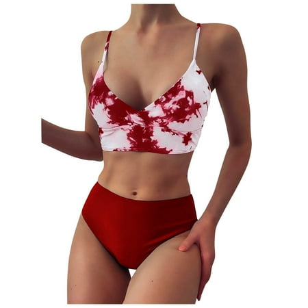 Tiqkatyck One Piece Swimsuit Women  Women Bandeau Bandage Bikini Set Push-Up Brazilian Swimsuit for Women 2024  Bathing Suit for Women  Swim Suits for Women 2024 Red M