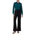 thumbnail image 2 of INSPIRE CHIC Women's Long Sleeve Bodysuits Work Button Up Shirt Body Suit S Peacock Blue, 2 of 5