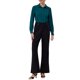 thumbnail image 2 of INSPIRAR CHIC Bodysuits de manga larga para mujeres Camisa de cuerpo con botones de trabajo S Azul Pavo Real, 2 of 5