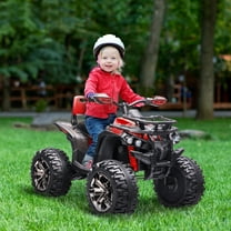 Aosom Kids ATV, 12V 4 Wheeler Ride on Quad Car Toy with Music, Headlights, Battery Powered Electric Vehicle for Boys and Girls, Red