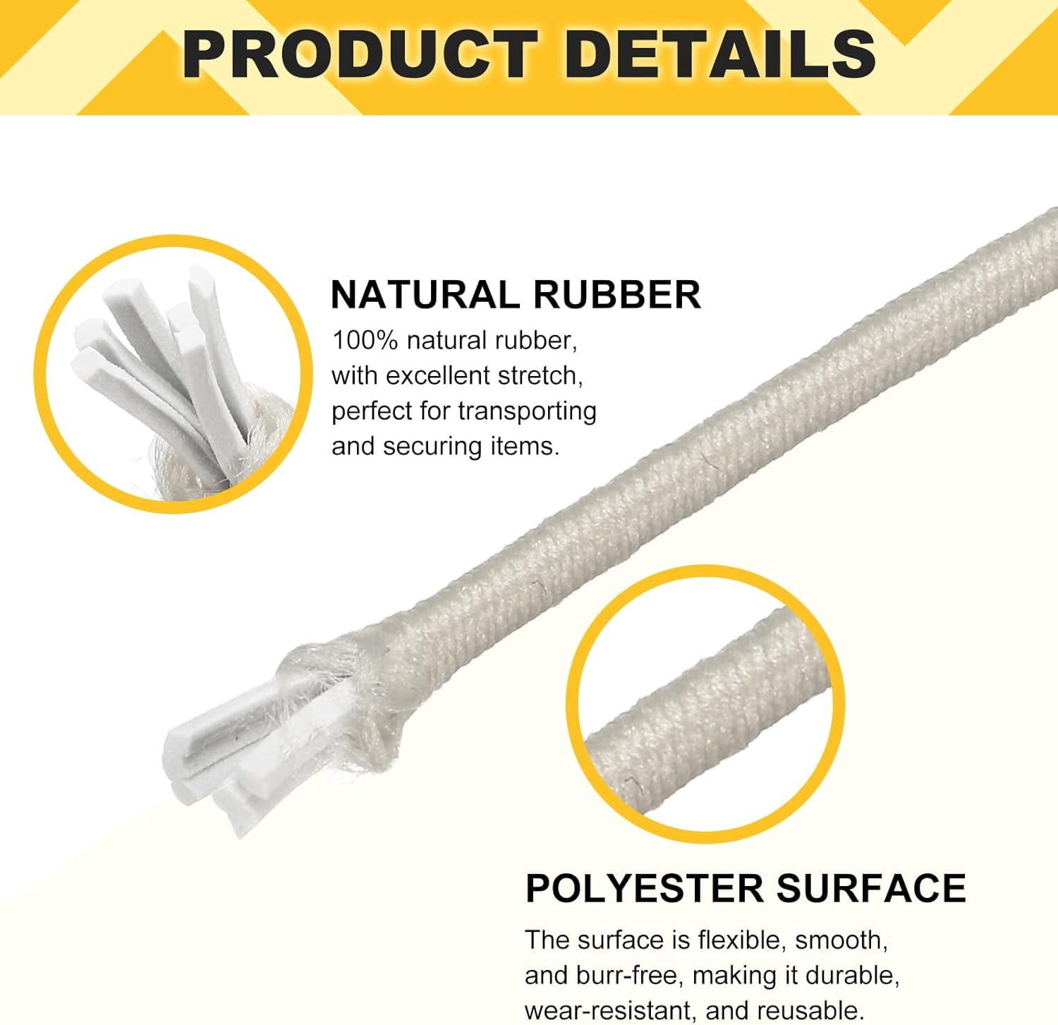 MKEUDQ-Elastic Bungee Cord, 1/8" x 49' Heavy Duty Polyester Bungee Shock Cords Kayak Stretch String Rope for Kayak Strap Tarp Tie Boating Tent Camping DIY Craft, Beige