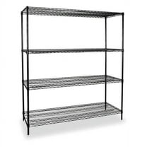 Wire Shelving Unit, 24"D x 48"W x 74"H, 4 Shelves, Black