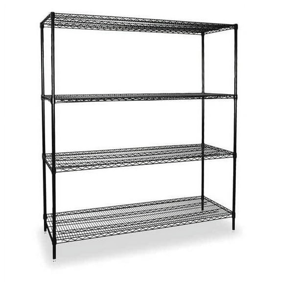 Wire Shelving Unit, 24"D x 48"W x 74"H, 4 Shelves, Black