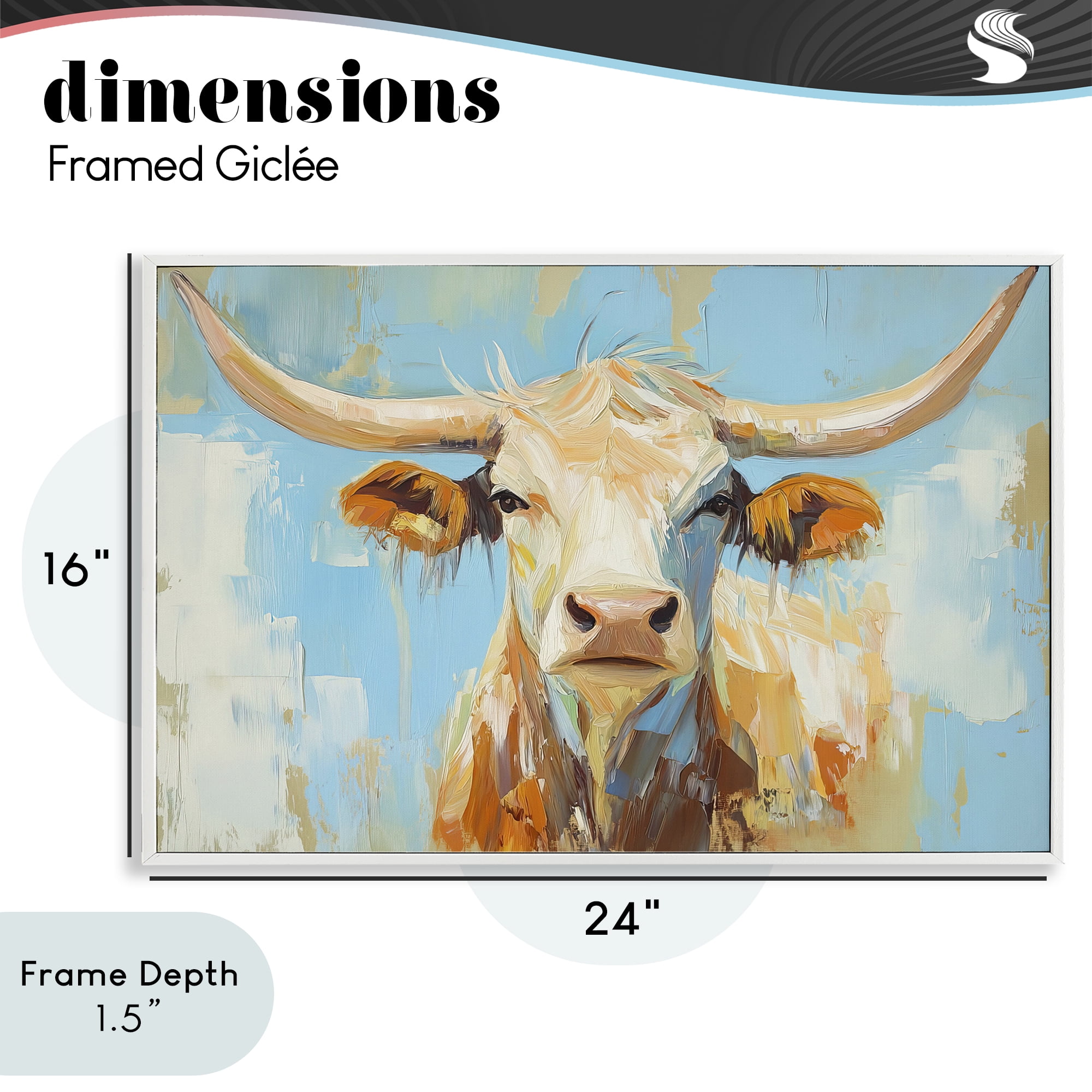 Stupell Industries Abstract Texas Longhorn White Framed Giclee Art, design by Tina LeCour