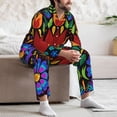 thumbnail image 7 of Kdxio Colorful Floral Men’s Pajama Set Pajamas For Men 2 Piece PJ Set with Men Pajama Pants and Long Sleeve T-Shirt Lounge Set-Large, 7 of 7