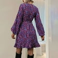 thumbnail image 3 of MORTTIC Women's Elegant V-Neck Leopard Print Dress - Long Sleeve Belted Fit & Flare Dress for Spring/Summer, 3 of 4