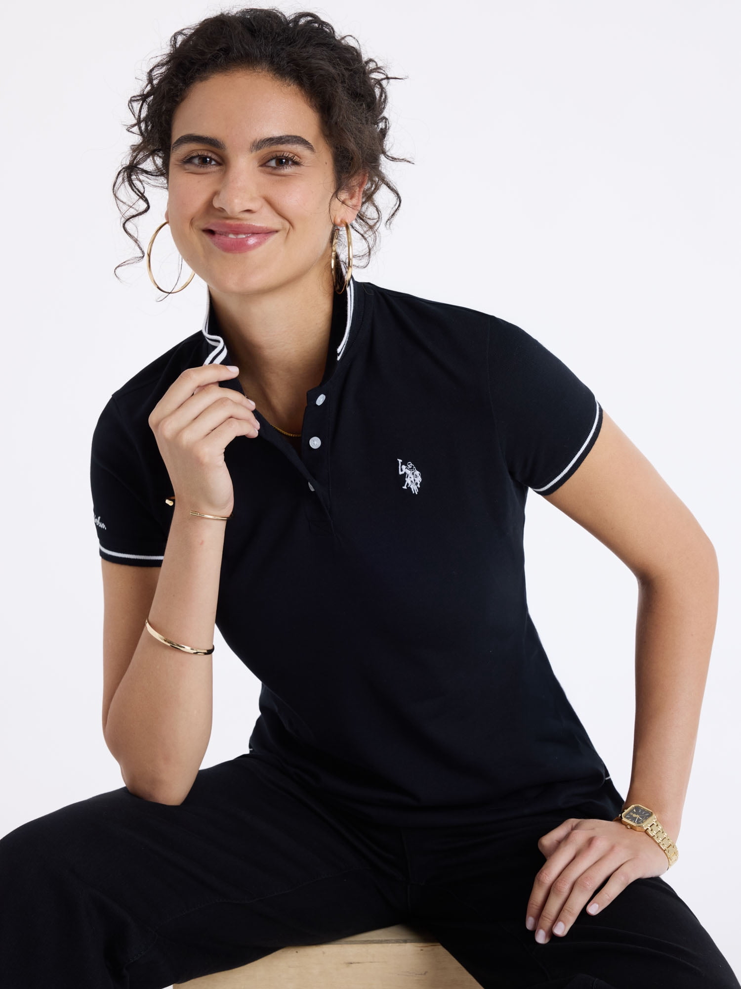 U.S. Polo Assn. Women's Double Tipped Polo Shirt, Sizes XS-XL