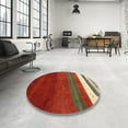 thumbnail image 3 of Ahgly Company Indoor Round Contemporary Red Abstract Area Rugs, 5' Round, 3 of 6