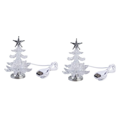

2pcs Christmas Tree Shape Table Lamp Creative Bedside Light Desktop Lamp Chic Night Light Home Bedroom Decor (Silver)