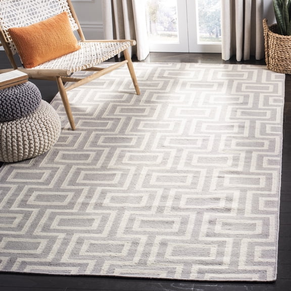 Safavieh Dhurries Abigail Geometric Area Rug, Gray/Ivory, 9' x 12'