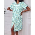 thumbnail image 5 of Avidlove Women Button Down Front Dusters Housecoat Oversized Nightgown Short Sleeve Lounge Dress Sleepwear with Pockets, 5 of 6