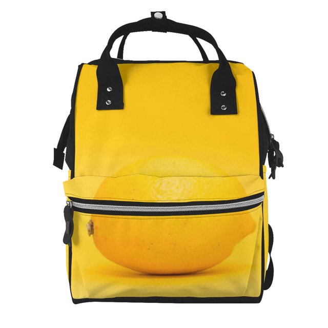 Fotbe Yellow Lemon Mochila Maternidad - Lona de Sarga Impermeable, Mochila de Pañales de Gran Capacidad con Múltiples Bolsillos y Correas Ajustables