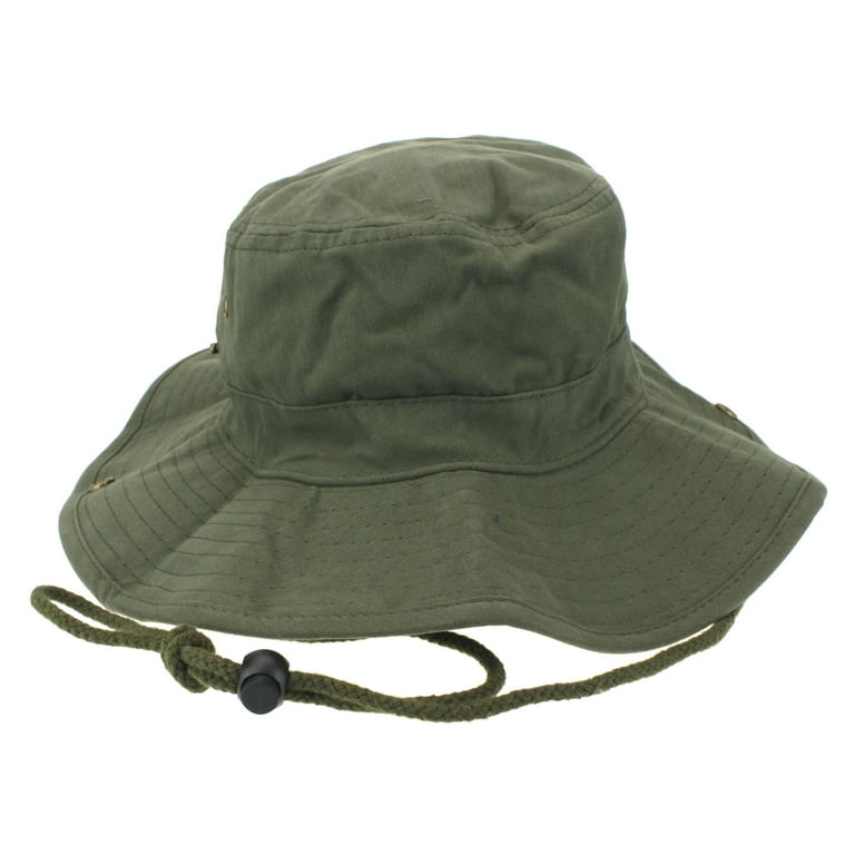 Mens Fisherman Brushed Cotton Twill Bucket Hat Army Green Small (7
