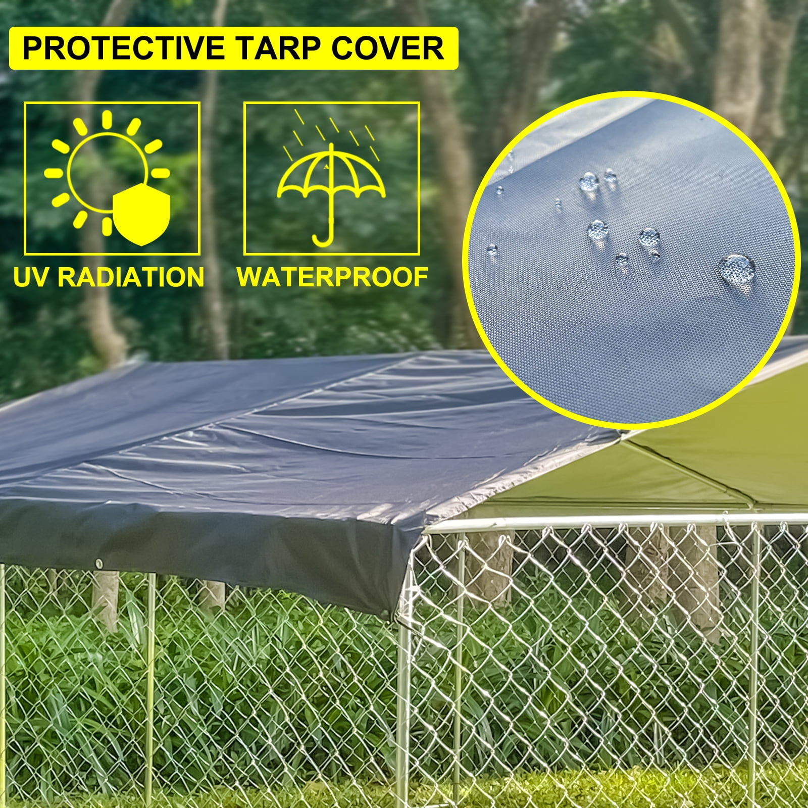 10ft x 10ft Dog Kennel Outdoor Metal Playpen Heavy Duty Large Dog Cages Enclosure for Large Dogs Run Outside Exercise Pet Fences with Roof for Yard
