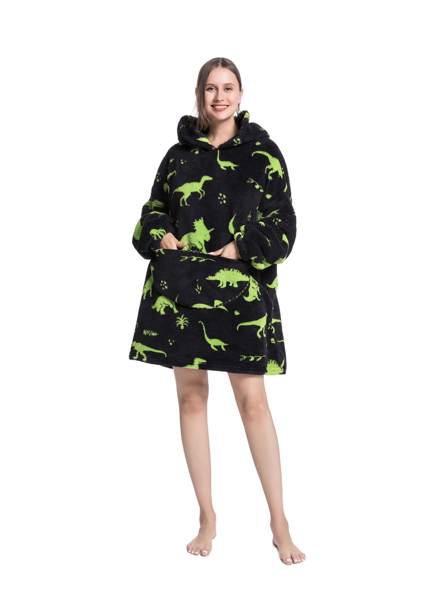 Oversized Hoodie Blanket Wearable Blanket Sweatshirt Plush Warm Cozy Fleece Top for Women Men Kids
