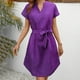 thumbnail image 1 of Vestidos Para Mujer Verano Vestido Casual Liso de Mujer Vestido de Manga Corta Con Cuello En V Vestido Casual Suelto, 1 of 3