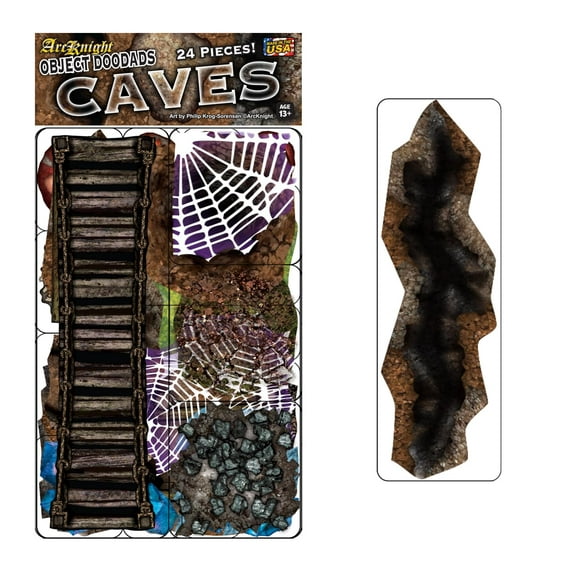 Caves - 24pc Double-Sided Cave & Terrain Pieces for Starters & Masters Alike - Roleplaying Objects for Dungeons & Dragons - Immersive Map Accessories for DnD 5E, Pathfinder & Warhammer RPGs, USA Made