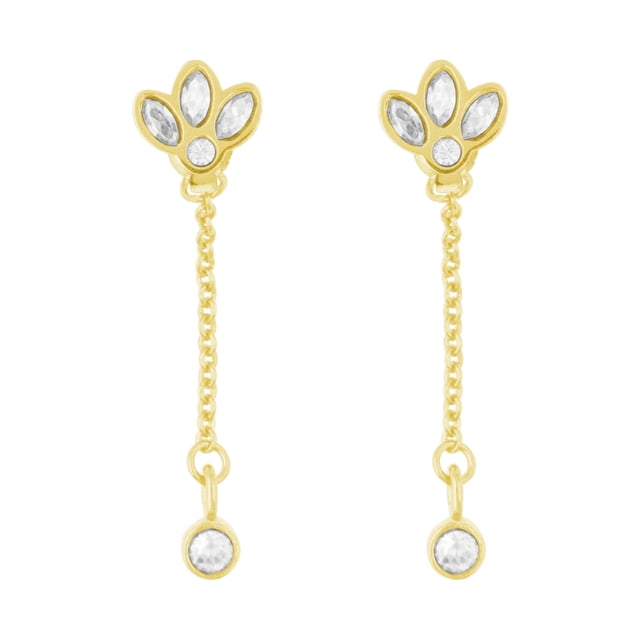 Arete para Mujer con Cristal Fino Swarovski en Forma de Blossom – Bañado en Oro 14k– Arete Elegante y Brillante, Aretes de Mujer de Moda– Joyería para Mujer de Moda– Regalo especial Ortiz Espinosa Temporada