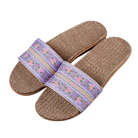 

〖Yilirongyumm〗 Purple 37-38 Slippers For Women Slippers For Fashion Ladies Women Breathable Bohemia Beach Slip On Shoes Flats Casual Sandals