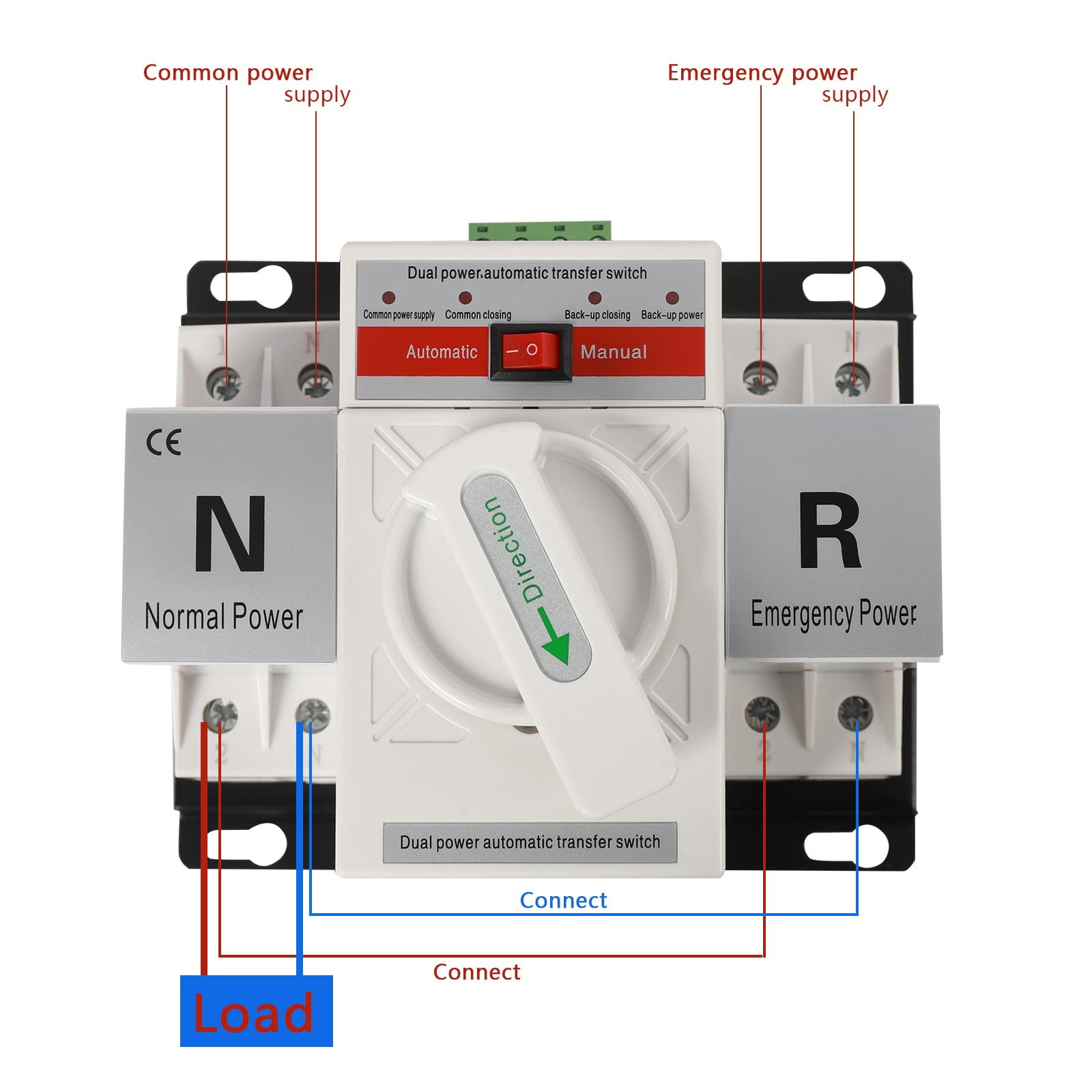 Peakora 110v 2p 63a Mini Dual Power Automatic Transfer Switch Toggle Controller Change-Over Switch Self Cast Conversion Ac-33ib 2p 63a 110v Toggle