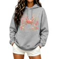 thumbnail image 2 of Hoodies for Women Oversized Crab Ladies Summer Lightweight Hooded Sweatshirt Ocean Beach Graphic Pullover Long Sleeve Hoodie Top with Pocket, 2 of 5
