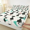 thumbnail image 2 of Manfei Kawaii Black Cat Twin Sheet Sets, Cartoon Cute Animal Twin Fitted Sheet, Chic Abstract Ombre Flat Sheet, Lightweight Room Decor, 3-Piece, 2 of 6