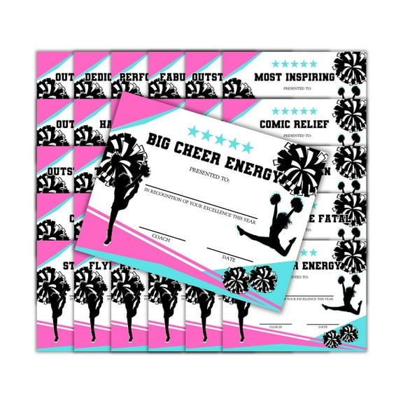 Cheer Pom Team Achievement Awards 30pk 8.5x11 Dance Competition MVP Most Improved Superlative Outstanding Energy Performance