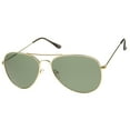 thumbnail image 2 of sunglassLA Unisex Classic Brow Bar Full Metal Frame Green Lens Aviator Sunglasses (Gold / Green) - 60mm, 2 of 4
