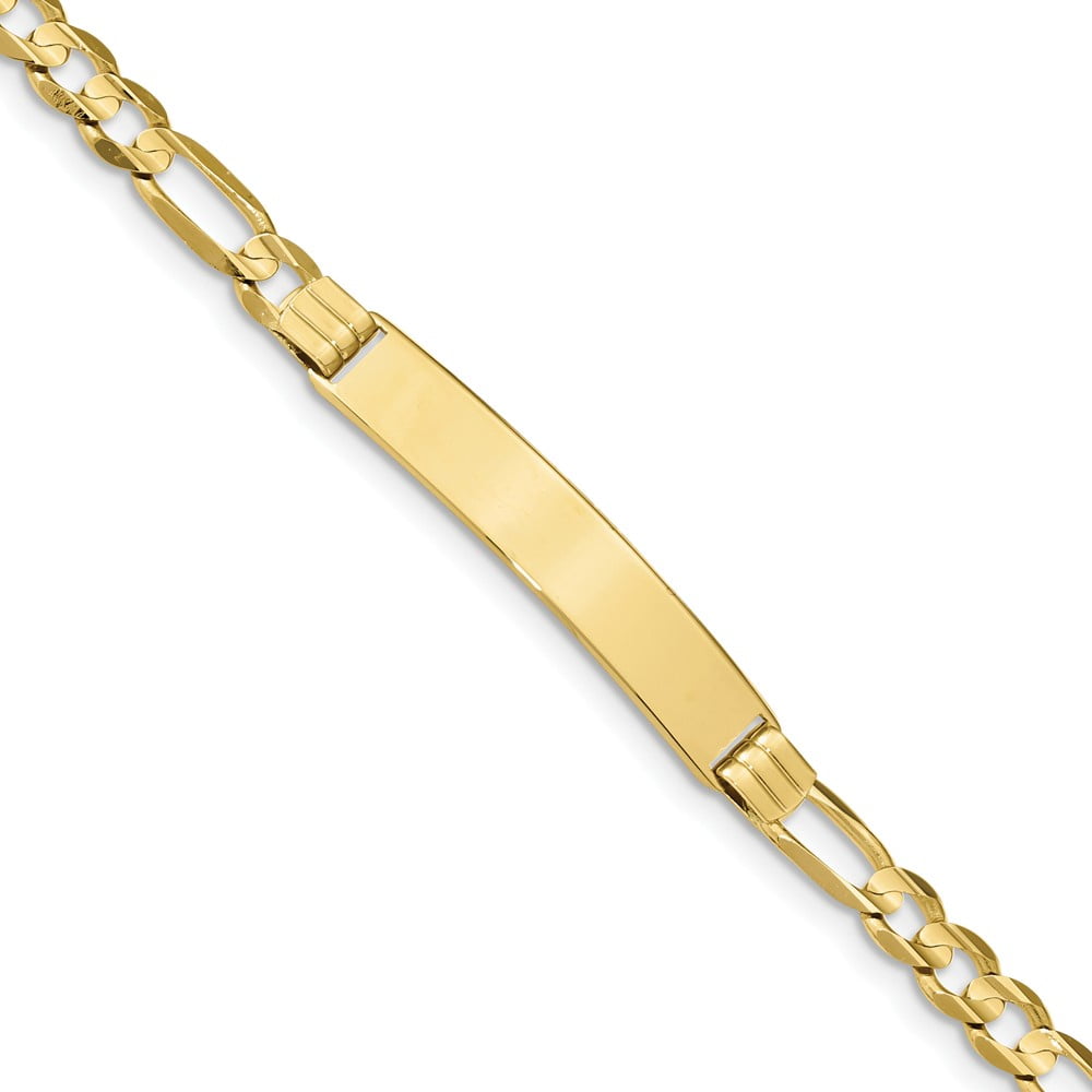 8 inches ~ from Roy Rose Jewelry 14K Yellow Gold Oval ID Semi-Solid Figaro Bracelet ~ length