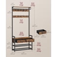 thumbnail image 5 of VASAGLE Hall Tree with Bench and Shoe Storage, Entryway Coat Rack with Shoe Bench, 2 Fabric Drawers, 10 Hooks, 11.8 x 31.7 x 71.5 Inches, Vintage Brown and Ink Black, 5 of 6