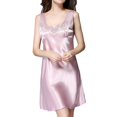 thumbnail image 2 of Previn Women's Summer Nightgown V Neck Sleepwear Soft Satin Valentines Day Silky Sexy Pajamas Lightweight Light Pink X-Large, 2 of 4