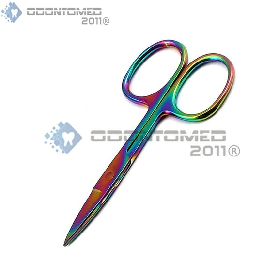 OdontoMed2011 Multi Color Rainbow Eyebrow Scissors Straight Facial Hair Remover Stainless Steel Makeup Tool