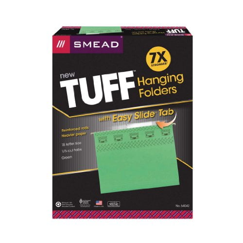 Smead TUFF Hanging File Folder with Easy Slide Tab, 1/3Cut Sliding Tab