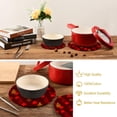 thumbnail image 6 of SKYSONIC 2 pcs Red Maple Leaves Temple Pot Holders Trivets, Heat Resistant Trivets,Chinese Autumn Pattern Cotton Thread Weave Mats for Hot Pads Pans Pot Bowl Teapot, 6 of 7