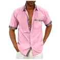 thumbnail image 2 of Men's Plaid Printed Button Short Sleeve Shirts Men's Casual Fashion Short Sleeve ShirtsXL, 2 of 4