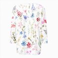 thumbnail image 5 of Paguaki Womens Floral Print 3/4 Sleeve Tunic Top Crewneck Blouse Soft Breathable Lightweight Casual Everyday T Shirts, 5 of 5