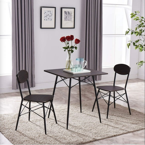 Kings Brand Furniture Dining Set, Black/Walnut