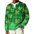 thumbnail image 2 of Men's Button-Down Collar Long-Sleeve Ribbed Knit Pullover Green 2XL, 2 of 6