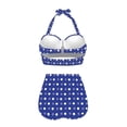 thumbnail image 4 of Suhoaziia Women Bathing Suits Two Piece Light & Soft Round Spots High Waist Bikini with Adjustable Straps Size 2XL Crisscross Lace Up Halter Ruched Bathing Suits, 4 of 6
