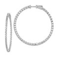 thumbnail image 1 of 925 Sterling Silver 2mm Cubic Zirconia Cz Round Hinged Hoop Earrings In/out, 1 of 5