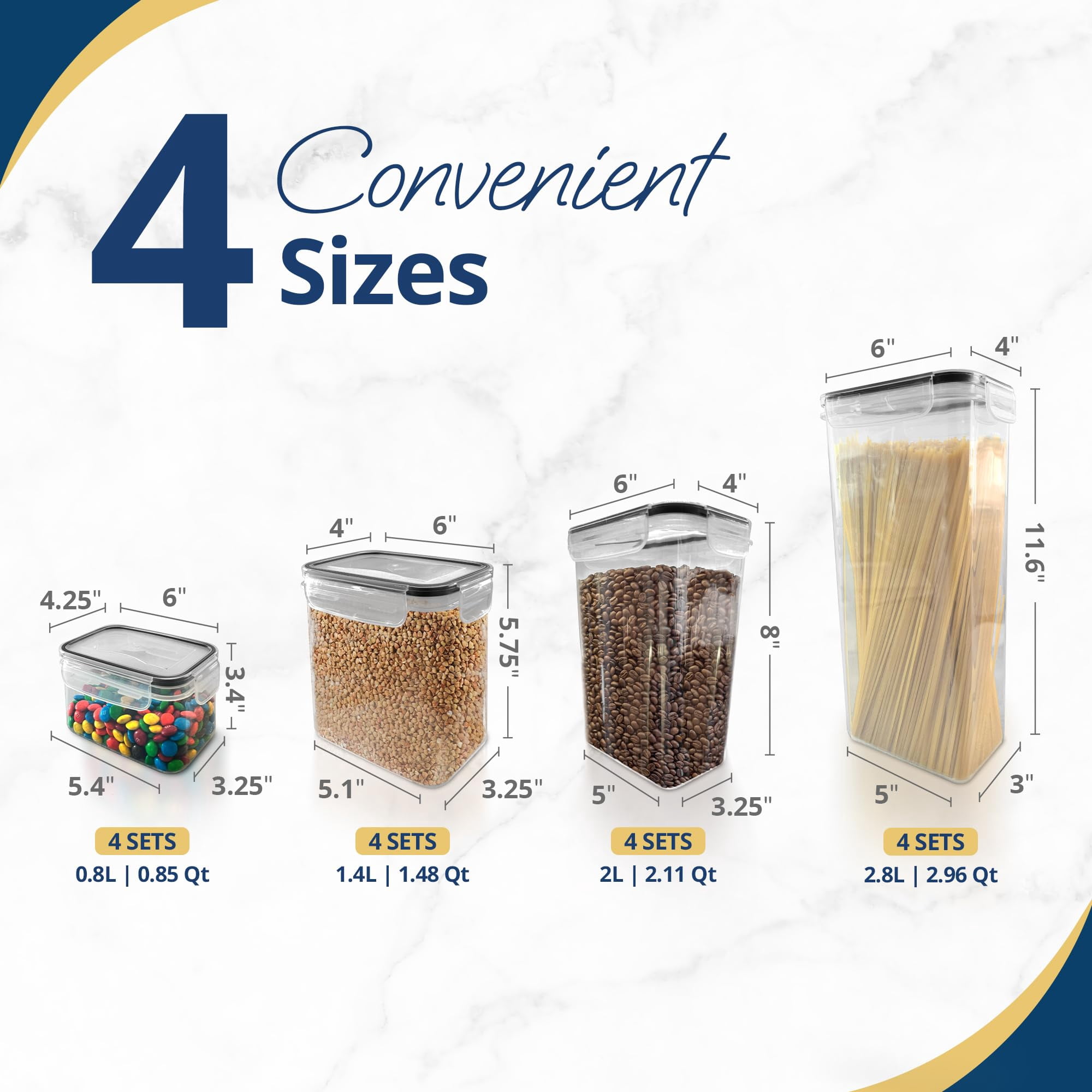 Airtight Food Storage Containers 16 Set BPA-Free Kitchen Pantry Organization