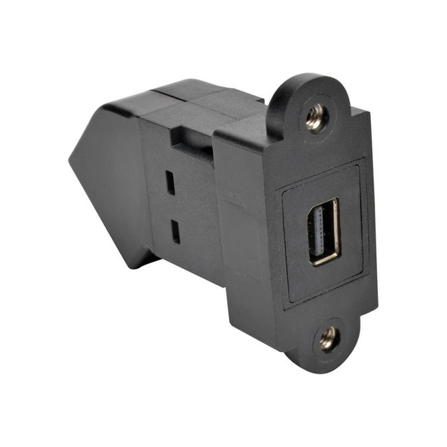 Eaton Tripp Lite Series Mini DisplayPort to DisplayPort All-in-One Keystone/Panel Mount Angled Adapter (F/F), Black - DisplayPort adapter - DisplayPort (F) to Mini DisplayPort (F) - molded - black