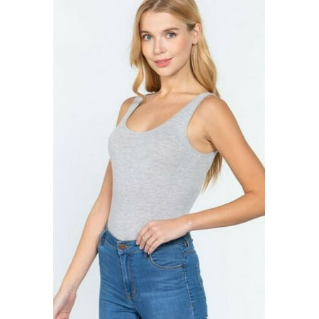 

ALING Women s Basic Bodysuit Tops Sleeveless Tank Jumpsuits Shapewear Solids round neck T Shirt Rompers Thong Skinny Bodysuit-8 Colors