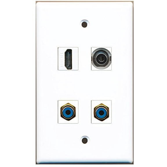 RiteAV - 1 Port HDMI 2 Port RCA Blue 1 Port 3.5mm Wall Plate