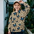thumbnail image 2 of Uourmeti Leopard Print Blue Butterfly Girls Cozy Sweatshirt Half Zip Pullover Sweatshirts Soft Comfy Casual Loose for Weekend Home House Size 9-10, 2 of 7