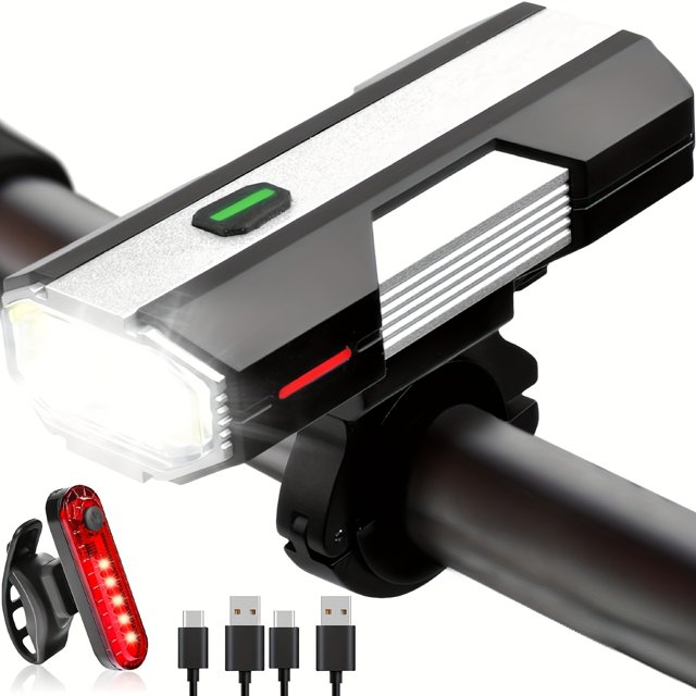 SUTENGDA 6+4 Mode Rechargeable Type-C Bike Lights Set - High Lumen LED Lights with Anti-Dazzle Technology for Safe Night Riding - Perfect for Kids Cycling Biking and Road Use with Fron