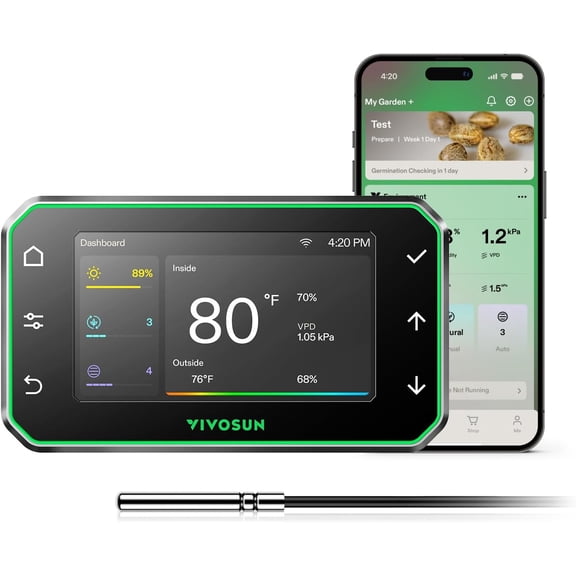 VIVOSUN GrowHub Controller E42A  for Grow Tent, Smart Environmental WiFi-Controller with Temperature, Humidity, VPD, Timer, Cycle, Schedule Controls, Cooling Ventilation Lighting Programming