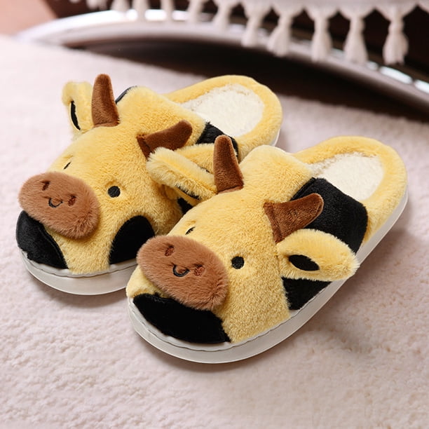 Zapatillas de animales de dibujos animados para mujer, zapatillas antideslizantes de vaca, cómodas y lindas para el invierno Wdftyju Tenis De Mujer Tenis De Hombre